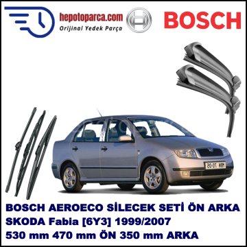 SKODA Fabia [6Y3] 09,1999-12,2007 Bosch Aeroeco Ön ve Arka Silecek Takımı