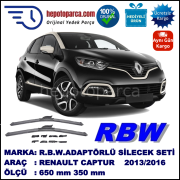 RENAULT Captur [J5] 01.2013-..., 650 / 350 mm.  RBW  ADAPTÖRLÜ MUZ SİLECEK SETİ