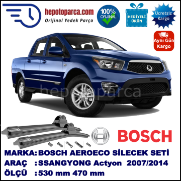 SSANGYONG Actyon Sports  03.2007-..., 530 / 470 mm. BOSCH AEROECO Aparatlı Muz Silecek