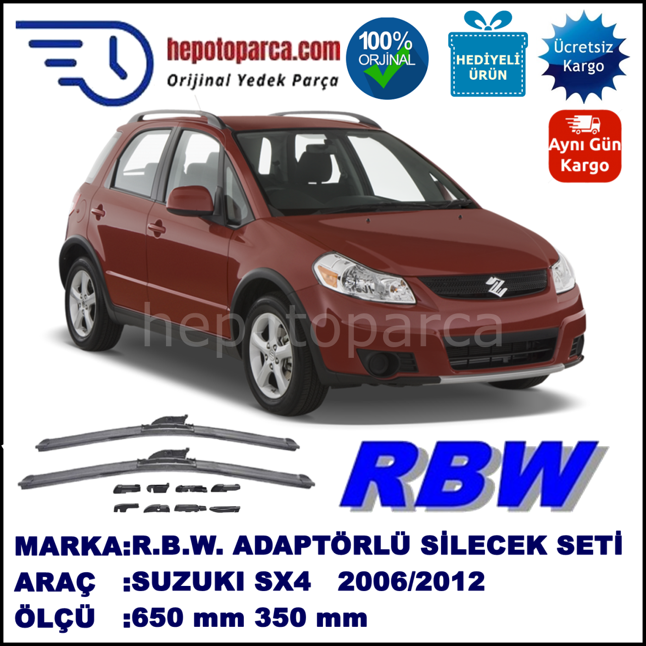 SUZUKI SX4  07.2006-..., 650 / 350 mm.  RBW  ADAPTÖRLÜ MUZ SİLECEK SETİ