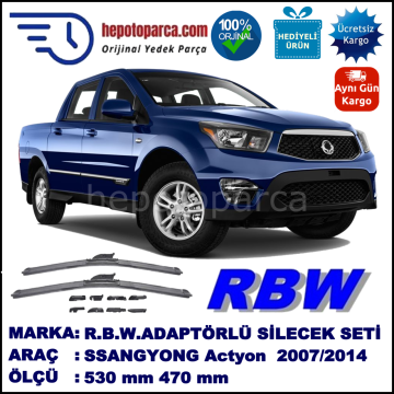 SSANGYONG Actyon Sports  03.2007-..., 530 / 470 mm.  RBW  ADAPTÖRLÜ MUZ SİLECEK SETİ