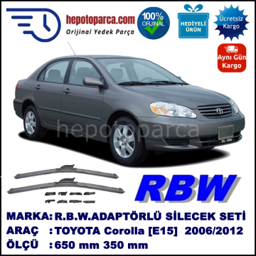 TOYOTA Corolla [E15] 11.2006-..., 650 / 350 mm.  RBW  ADAPTÖRLÜ MUZ SİLECEK SETİ