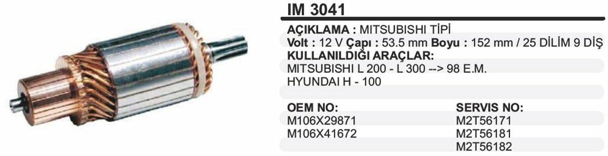 93020 KOLLEKTÖR 12V MITSUBISHI L200-300 RM.HYUNDAİ IM3041