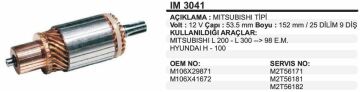 93020 KOLLEKTÖR 12V MITSUBISHI L200-300 RM.HYUNDAİ IM3041