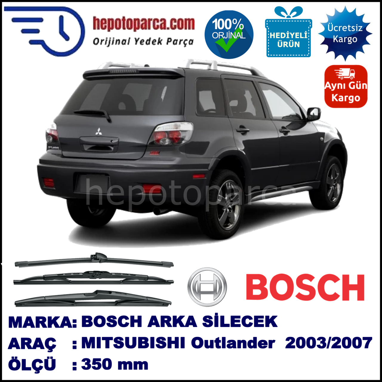 MITSUBISHI Outlander [CU] 350 mm 02.2003-09.2007 BOSCH Arka Silecek