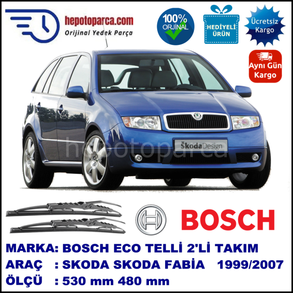 SKODA Fabia Combi [6Y5] 12.99-12.07 530 / 480 mm. BOSCH ECO Telli Silecek 2'li Takım