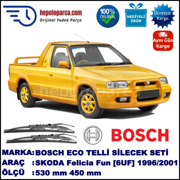 SKODA Felicia Fun [6UF] 08.96-03.01 530 / 450 mm. BOSCH ECO Telli Silecek 2'li Takım