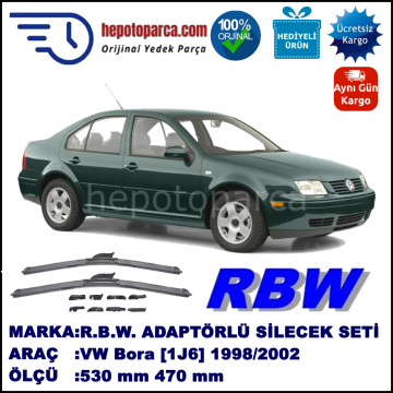 VW Bora [1J2] 09.1998-05.2002, 530 / 470 mm.  RBW  ADAPTÖRLÜ MUZ SİLECEK SETİ