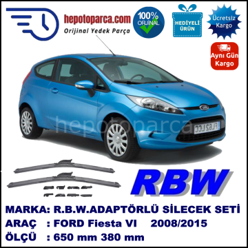 FORD Fiesta VI [08, 13] 07.2008-..., 650 / 380 mm.  RBW  ADAPTÖRLÜ MUZ SİLECEK SETİ