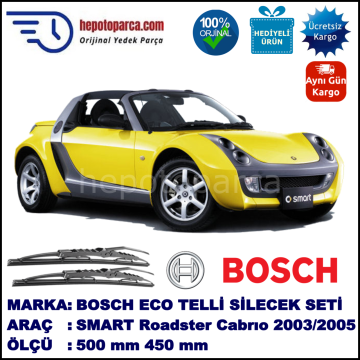 SMART (MCC) Roadster [452] 04.03-11.05 500 / 450 mm. BOSCH ECO Telli Silecek 2'li Takım