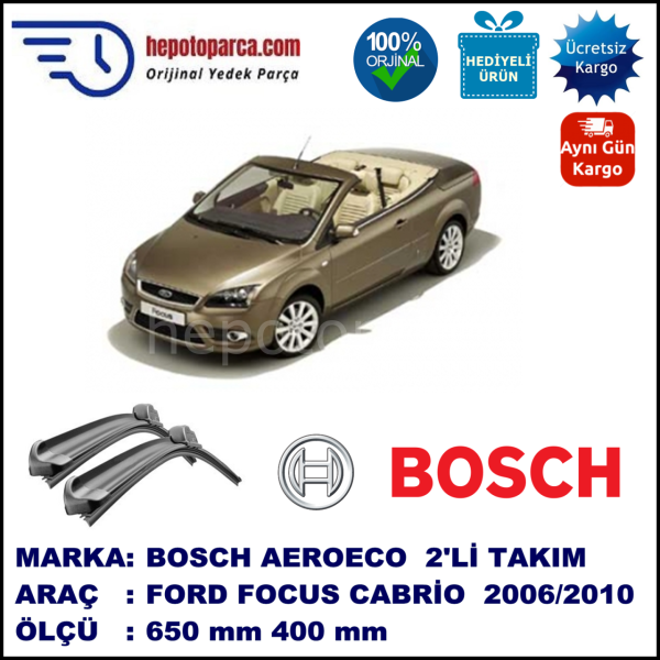 FORD Focus II Cabriolet [06] 07.2006-07.2010, 650 / 400 mm. BOSCH AEROECO Aparatlı Muz Silecek