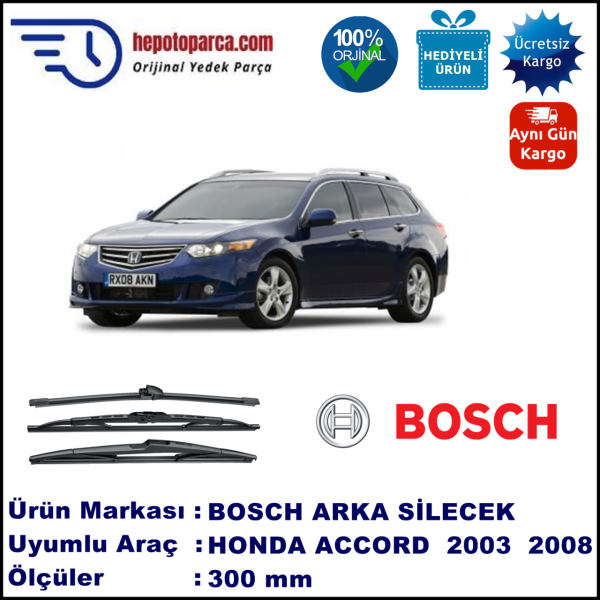 HONDA Accord Tourer [CU/CW] 300 mm 09.2008-... BOSCH Arka Silecek