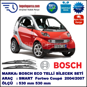 SMART (MCC) Fortwo Coupé [450] 02.04-03.07 530 / 530 mm. BOSCH ECO Telli Silecek 2'li Takım
