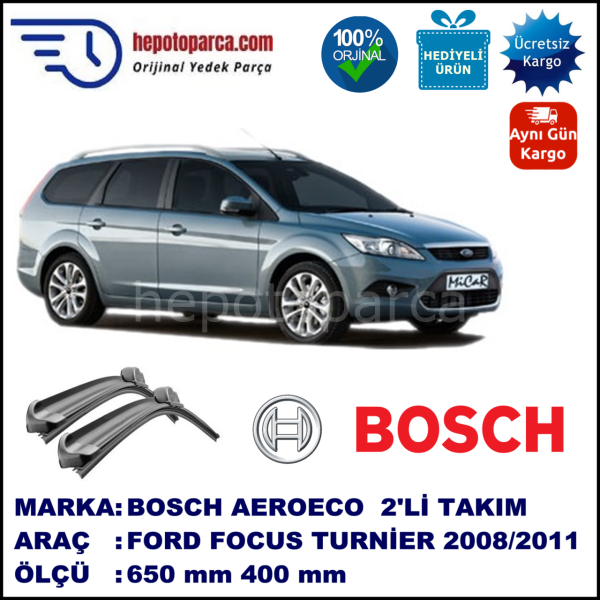 FORD Focus II Turnier [08] 11.2008-12.2011, 650 / 400 mm. BOSCH AEROECO Aparatlı Muz Silecek