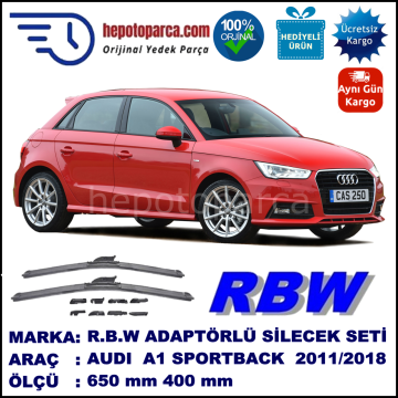AUDI A1 Sportback [8XA] 09.2011-..., 650 / 400 mm.  RBW  ADAPTÖRLÜ MUZ SİLECEK SETİ