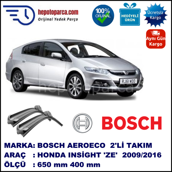 HONDA Insight Hatchback [ZE] 03.2009-..., 650 / 400 mm. BOSCH AEROECO Aparatlı Muz Silecek