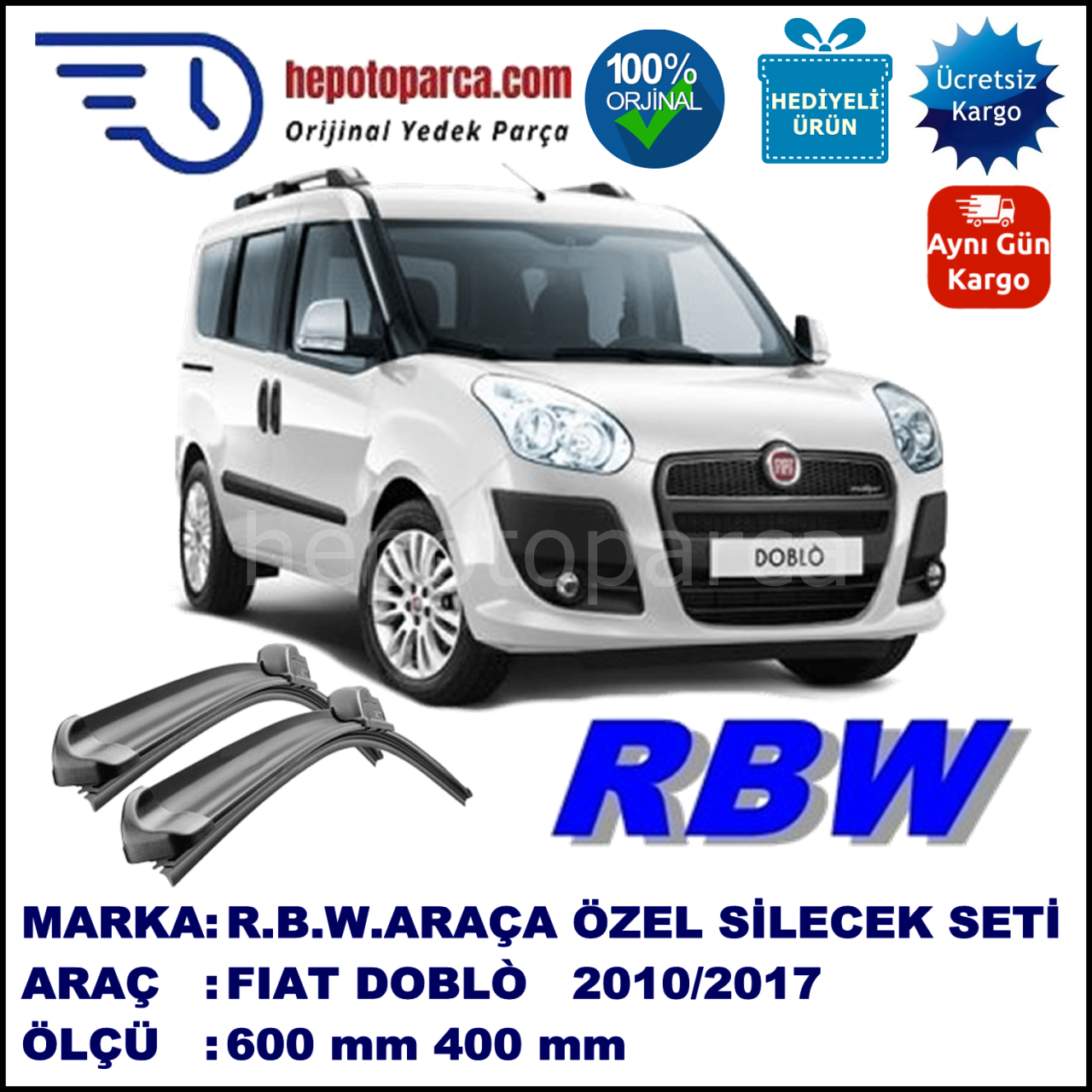 FIAT DOBLO MUZ SİLECEK TAKIMI RBW ARACA ÖZEL (2010→)