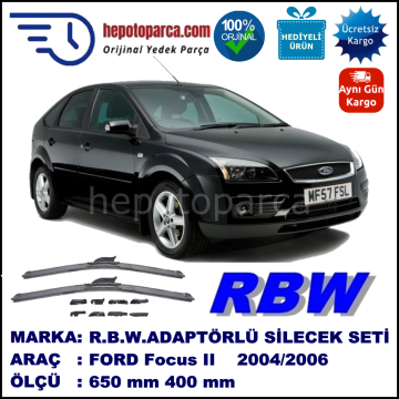 FORD Focus II [04] 07.2004-01.2006, 650 / 400 mm.  RBW  ADAPTÖRLÜ MUZ SİLECEK SETİ
