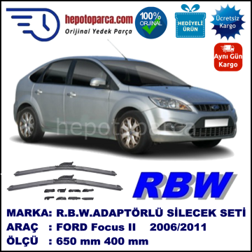 FORD Focus II [04, 08] 02.2006-12.2011, 650 / 400 mm.  RBW  ADAPTÖRLÜ MUZ SİLECEK SETİ