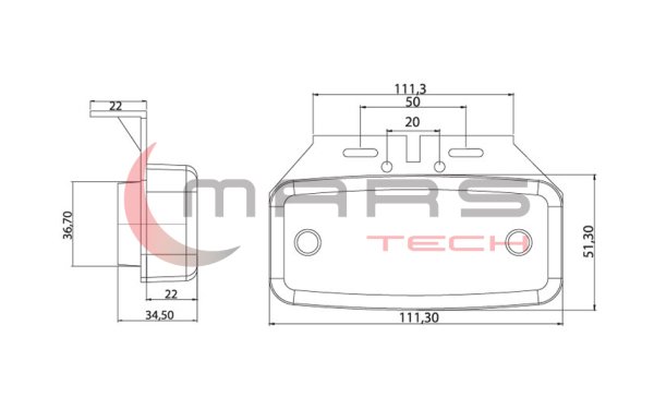 MARS 720304 UNİVERSAL DORSE YAN İŞARET LAMBA BRAKETLİ