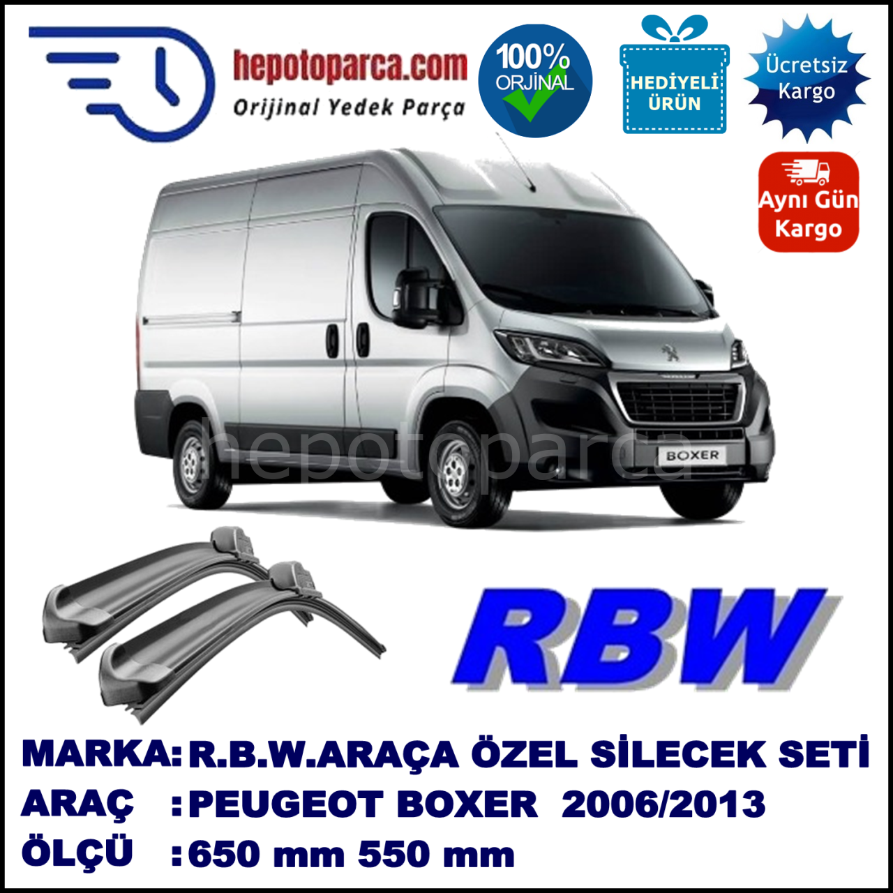 PEUGEOT BOXER MUZ SİLECEK TAKIMI RBW ARACA ÖZEL (2006→)