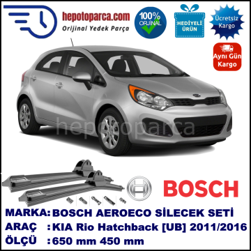 KIA Rio Hatchback [UB] 06.2011-..., 650 / 400 mm. BOSCH AEROECO Aparatlı Muz Silecek