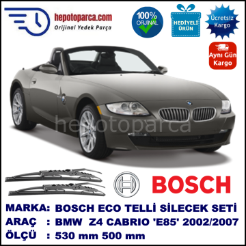 BMW Z4 [E 85] 10.02-07.07 530 / 500 mm. BOSCH ECO Telli Silecek 2'li Takım