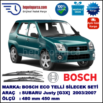 SUBARU Justy [G3X] 09.03-08.07 480 / 450 mm. BOSCH ECO Telli Silecek 2'li Takım