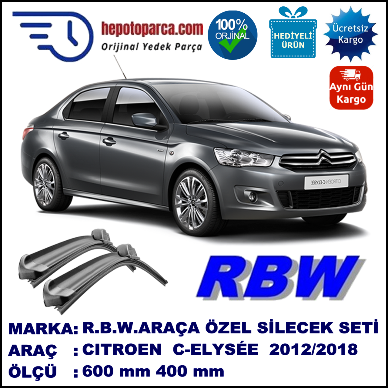 CITROËN C-ELYSÉE MUZ SİLECEK TAKIMI RBW ARACA ÖZEL (2012→)