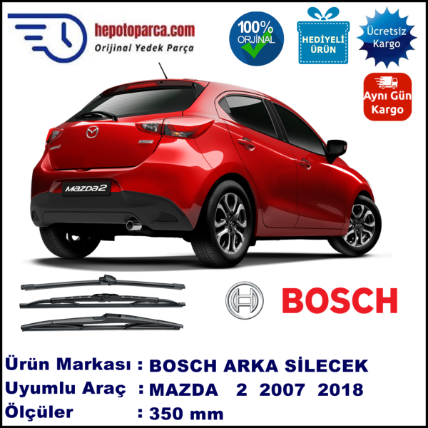 MAZDA 2 [DE] 350 mm 06.2007-... BOSCH Arka Silecek