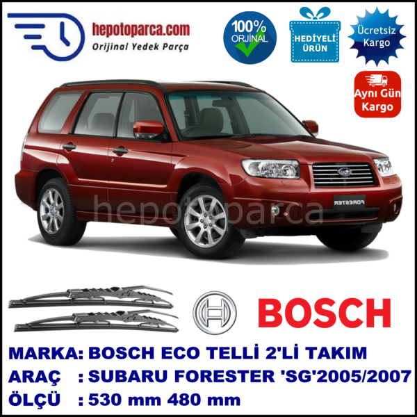 SUBARU Forester  [SG] 06.05-11.07 530 / 480 mm. BOSCH ECO Telli Silecek 2'li Takım