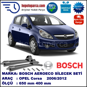 OPEL Corsa [D] 07.2006-..., 650 / 400 mm. BOSCH AEROECO Aparatlı Muz Silecek