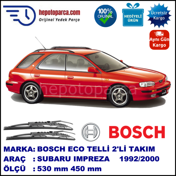 SUBARU Impreza Sports Wagon  11.92-07.00 530 / 450 mm. BOSCH ECO Telli Silecek 2'li Takım