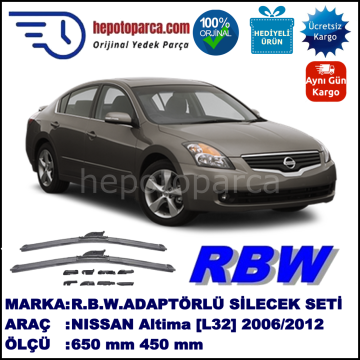NISSAN Altima [L32] 11.2006-..., 650 / 400 mm.  RBW  ADAPTÖRLÜ MUZ SİLECEK SETİ