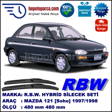 MAZDA 121 [Soho] 01.97-12.98 480 / 480 mm. RBW Hybrid Silecek Seti. U Kanca Uyumlu Hibrit