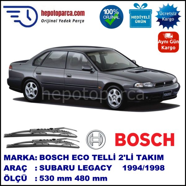 SUBARU Legacy Sedan [BD/BG] 01.94-11.98 530 / 480 mm. BOSCH ECO Telli Silecek 2'li Takım