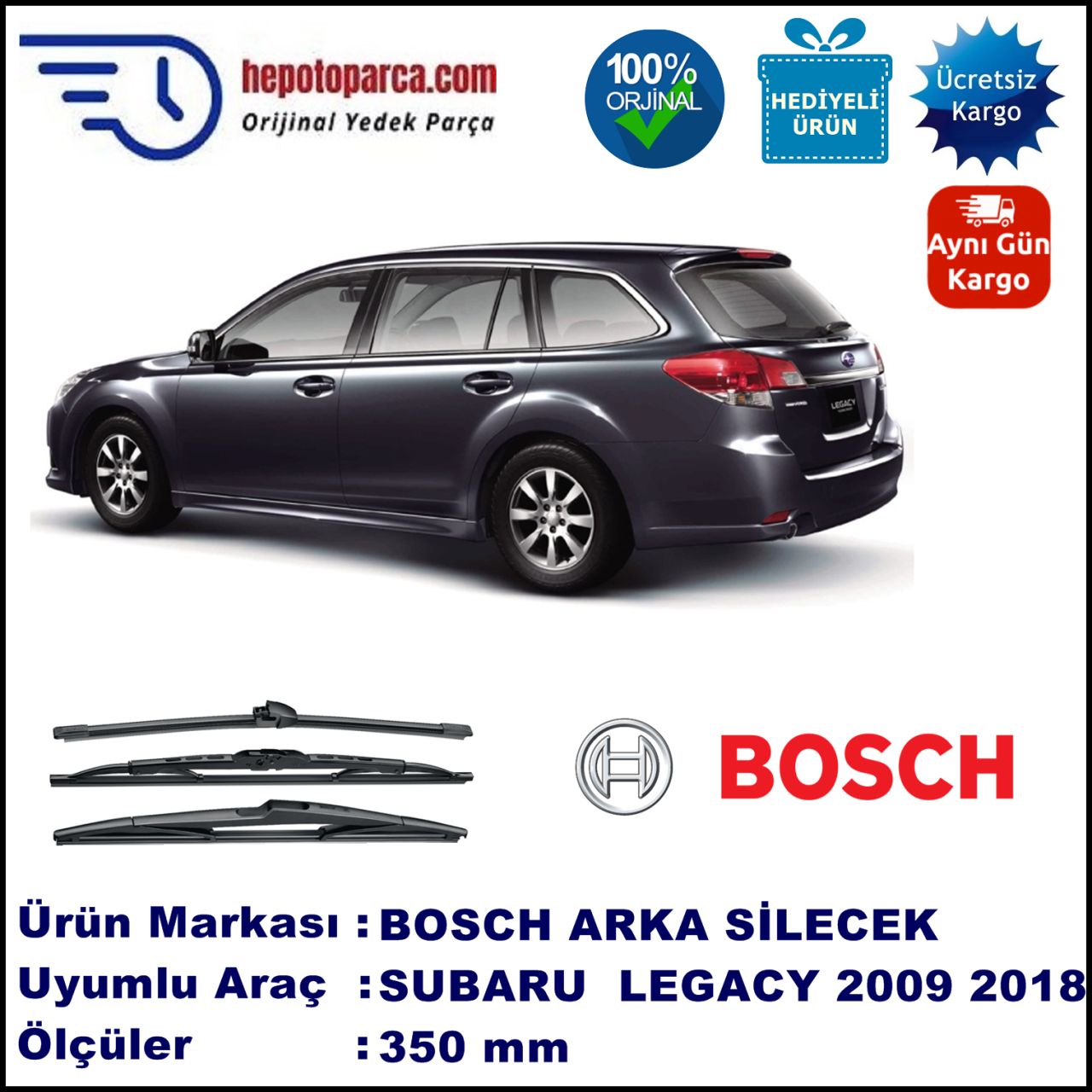 SUBARU Legacy Kombi [B14] 350 mm 06.2009-... BOSCH Arka Silecek