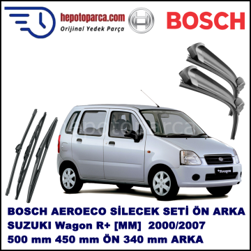 SUZUKI Wagon R+ [MM] 05,2000-,,, Bosch Aeroeco Ön ve Arka Silecek Takımı