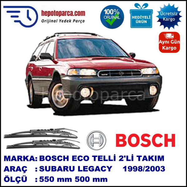 SUBARU Legacy Outback [BE/BH] 10.98-06.03 550 / 500 mm. BOSCH ECO Telli Silecek 2'li Takım