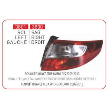 PLEKSAN.3800 RENAULT FLUANCE STOP LAMBASI DIŞ SAĞ