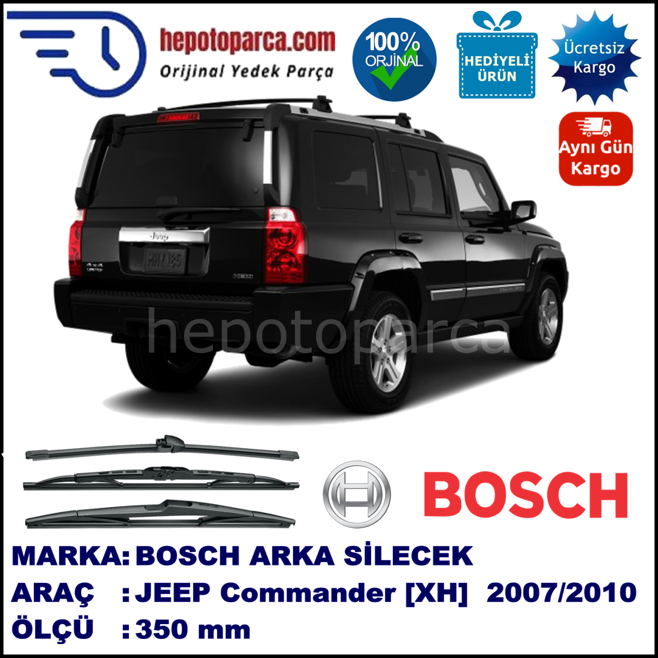 JEEP Commander [XH] 350 mm 01.2006-... BOSCH Arka Silecek
