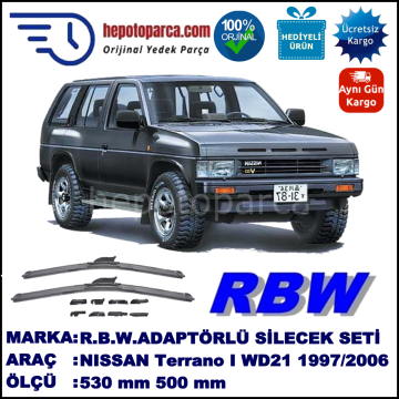 NISSAN Terrano I [WD21] 04.1997-12.2006, 530 / 500 mm.  RBW  ADAPTÖRLÜ MUZ SİLECEK SETİ