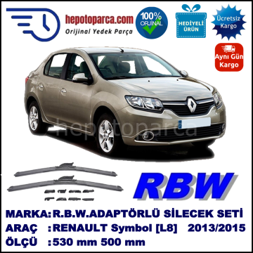RENAULT Symbol [L8] 03.2013-..., 530 / 500 mm.  RBW  ADAPTÖRLÜ MUZ SİLECEK SETİ