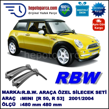 MINI (BMW) Mini [R 50, R 53] 06.01-07.04 480 / 480 mm. RBW Muz Silecek Seti  2'li Takım. U Kanca Uyumludur.