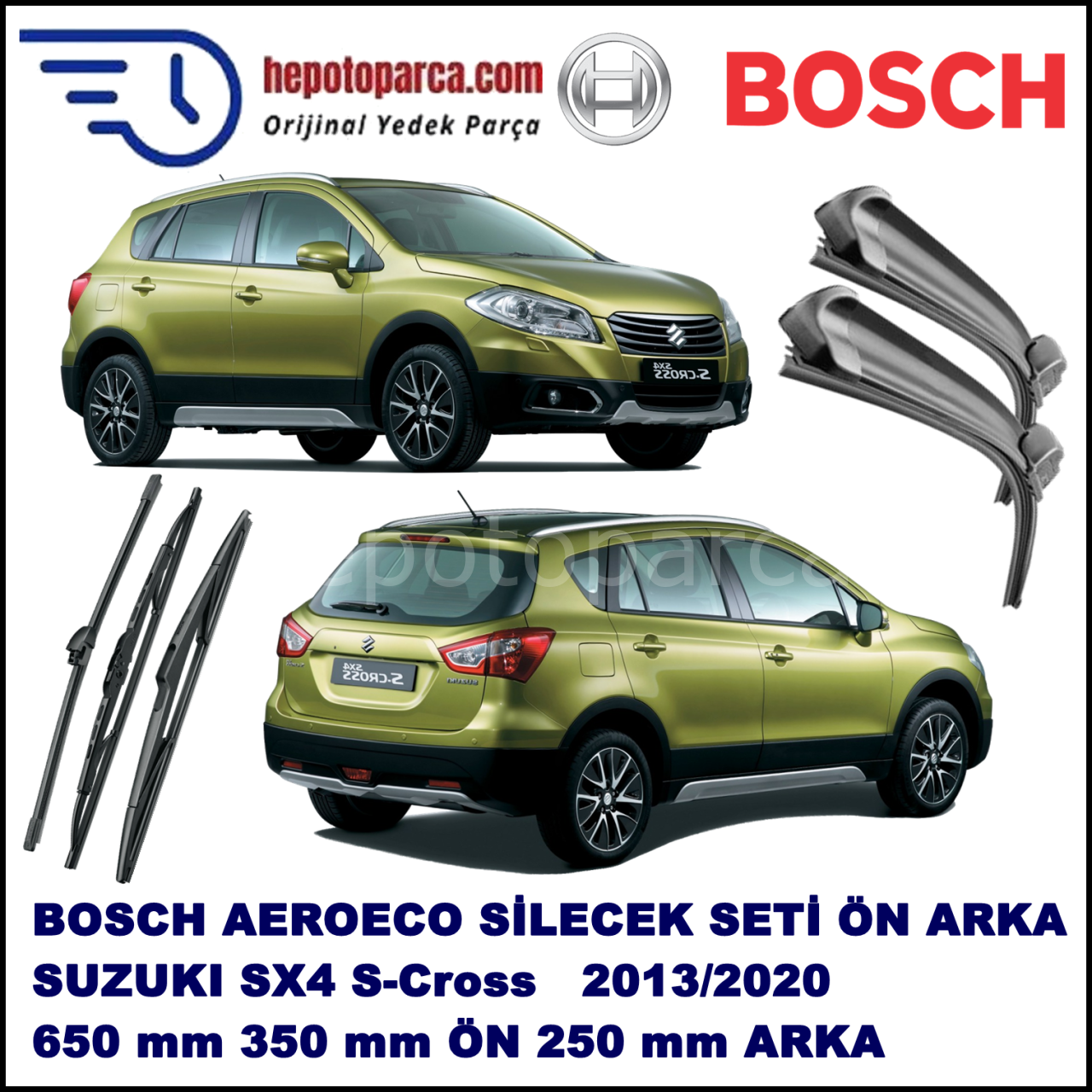 SUZUKI SX4 S-Cross  09,2013-,,, Bosch Aeroeco Ön ve Arka Silecek Takımı