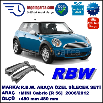 MINI (BMW) Mini [R 56] 11.06-04.12 480 / 480 mm. RBW Muz Silecek Seti  2'li Takım. U Kanca Uyumludur.