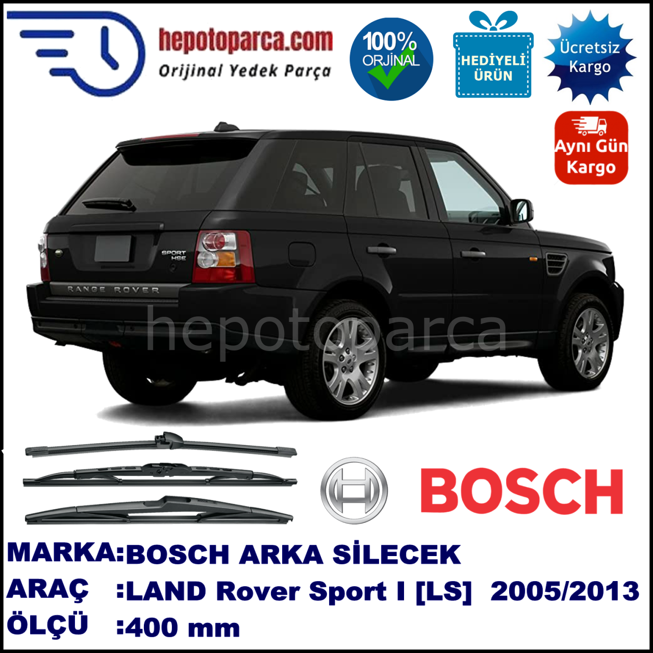LAND ROVER  Range Rover Sport I [LS] 400 mm 03.2005-08.2013 BOSCH Arka Silecek