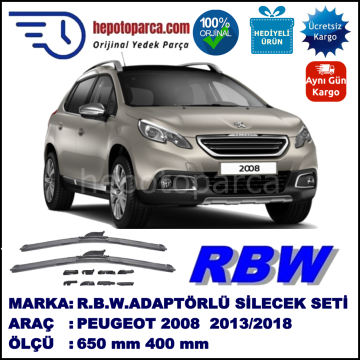 PEUGEOT 2008  03.2013-..., 650 / 400 mm.  RBW  ADAPTÖRLÜ MUZ SİLECEK SETİ