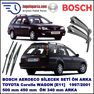 TOYOTA Corolla Wagon [E11] 04,1997-09,2001 Bosch Aeroeco Ön ve Arka Silecek Takımı