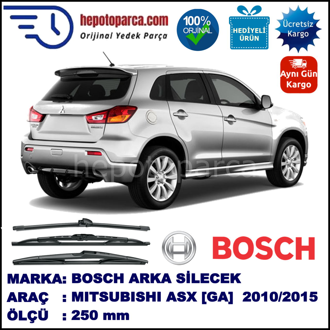 MITSUBISHI ASX [GA] 250 mm 04.2010-... BOSCH Arka Silecek